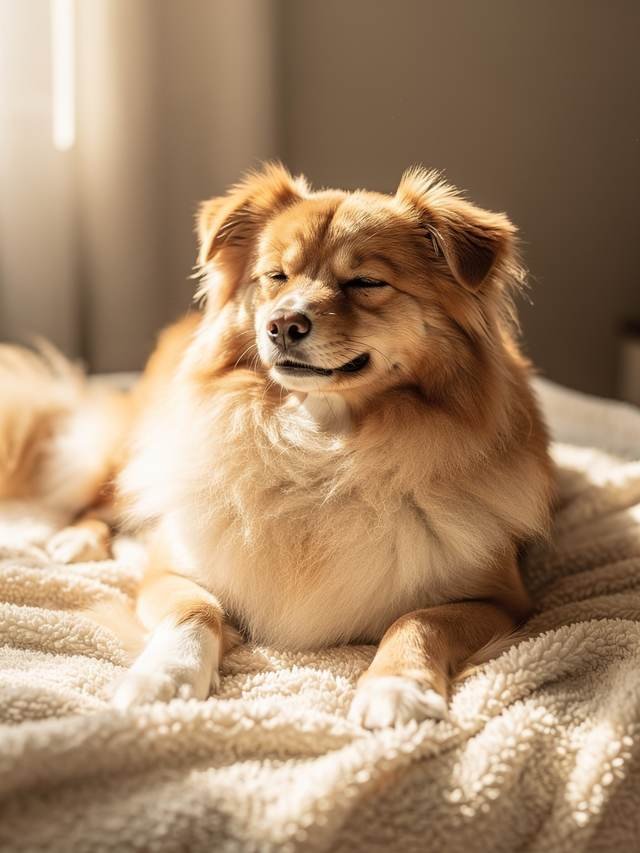 Peludo relajado y feliz después de su spa